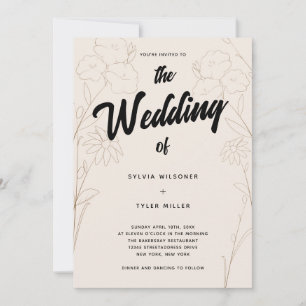 Wildflower Beige Floral Wedding Invitation