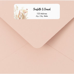 Wildflower beige pink script return address