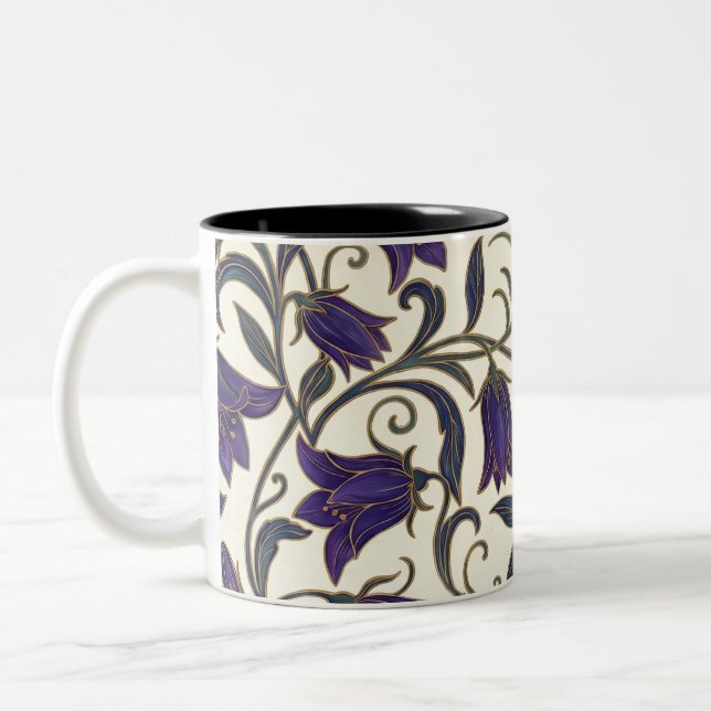 Wildflower Bellflower Patterne Two-Tone Coffee Mug (Left)
