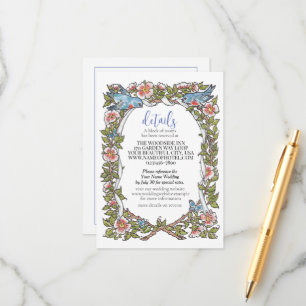 Wildflower Bird Border Pastel White Details Pretty Enclosure Card