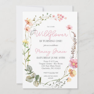Wildflower Birthday invitation, Little Wildflower Invitation