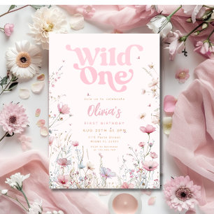 Wildflower Birthday Invitation   Pink Wild One