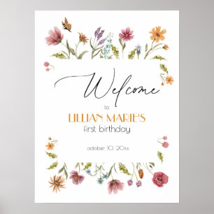 Wildflower Birthday or Baby Shower Welcome Sign