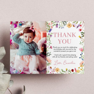Wildflower Birthday Party Thank You Card