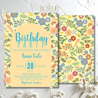 Wildflower Birthday Rustic Floral Party Invitation
