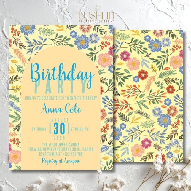 Wildflower Birthday Rustic Floral Party Invitation (Creator Uploaded)