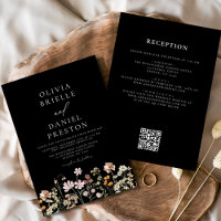 Wildflower Black QR Code All in One Wedding