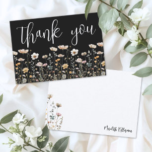 Wildflower Black Thank You Card