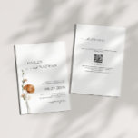 Wildflower Black | White QR Code 2 in 1 Wedding Invitation<br><div class="desc">Minimalist & modern black and white wedding invitation featuring simple wildflower design and  QR code with more detailed information on the back. To make it a perfect all in one wedding invitation.</div>
