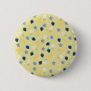 Wildflower & Blackberry Floral Pattern 6 Cm Round Badge