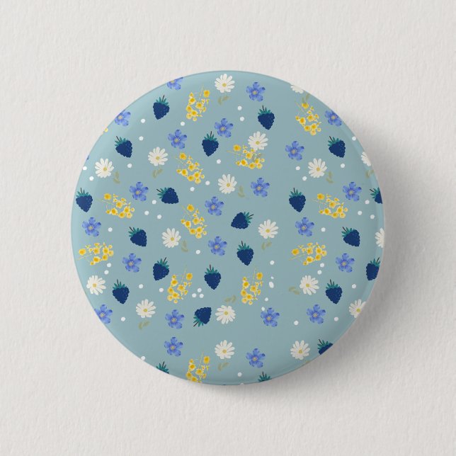 Wildflower & Blackberry Floral Pattern 6 Cm Round Badge (Front)