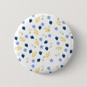 Wildflower & Blackberry Floral Pattern 6 Cm Round Badge