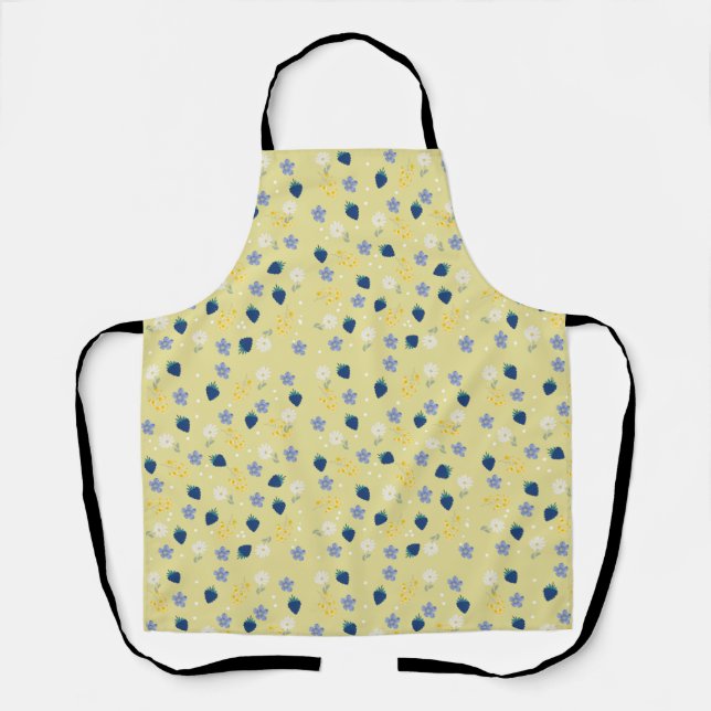 Wildflower & Blackberry Floral Pattern Apron (Front)