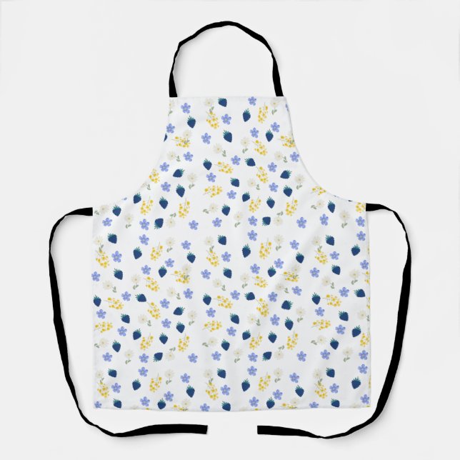 Wildflower & Blackberry Floral Pattern Apron (Front)