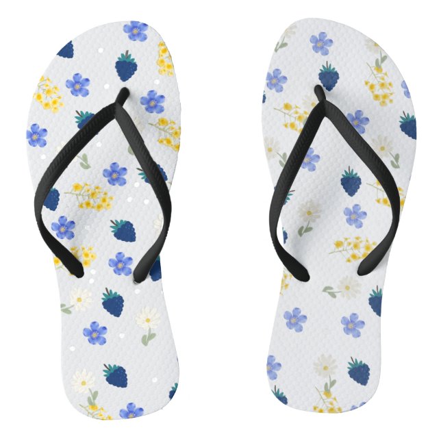 Wildflower & Blackberry Floral Pattern Jandals (Footbed)