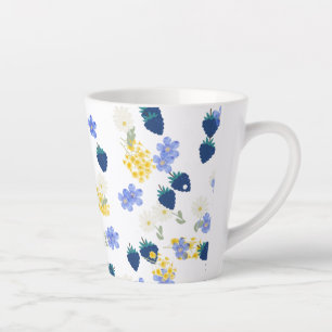 Wildflower & Blackberry Floral Pattern Latte Mug