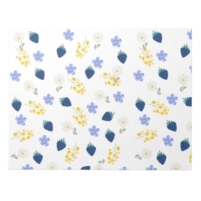 Wildflower & Blackberry Floral Pattern Notepad (Front)