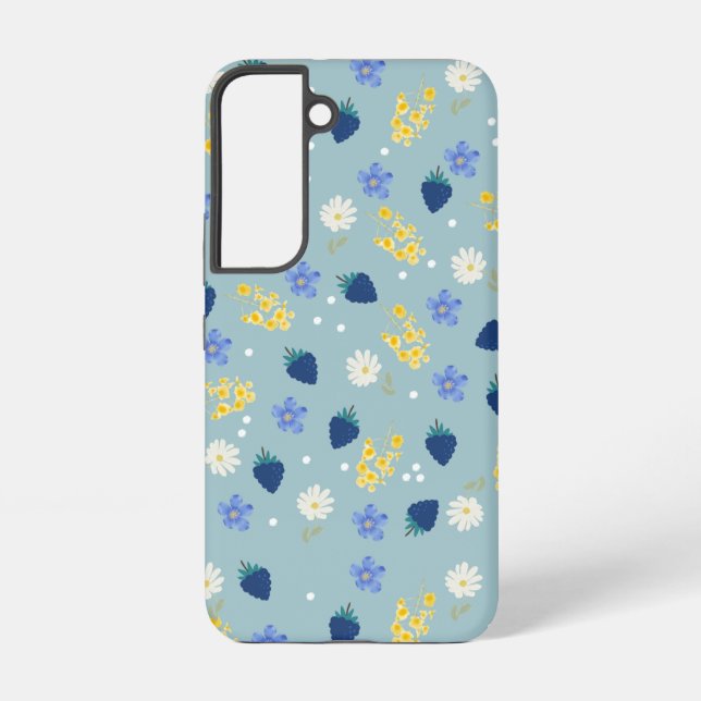 Wildflower & Blackberry Floral Pattern Samsung Galaxy S22 Case (Back)