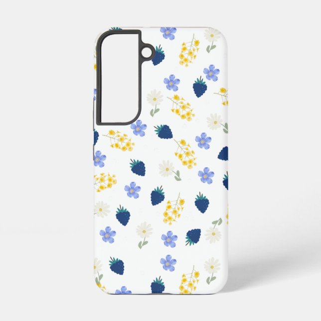 Wildflower & Blackberry Floral Pattern Samsung Galaxy S22 Case (Back)
