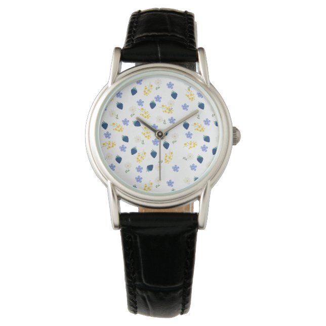 Wildflower & Blackberry Floral Pattern Watch (Front)
