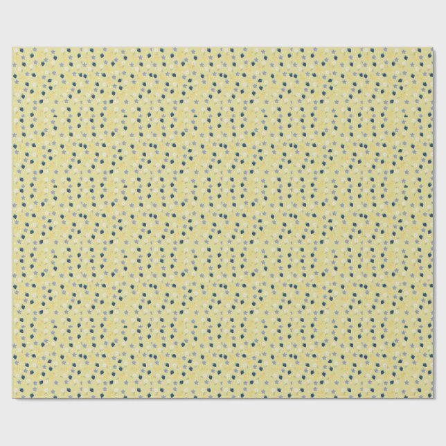 Wildflower & Blackberry Floral Pattern Wrapping Paper (Flat)