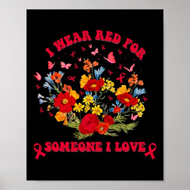 Wildflower Blood Cancer Awareness Apparel Red Ribb Poster (Front)