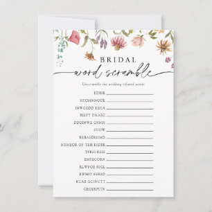 Wildflower Bloom Bridal Word Scramble Game Card