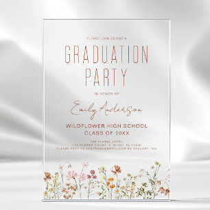 Wildflower Bloom Graduation Party Boho Acrylic Invitations