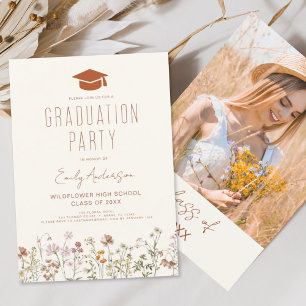 Wildflower Bloom Graduation Party Boho Invitation