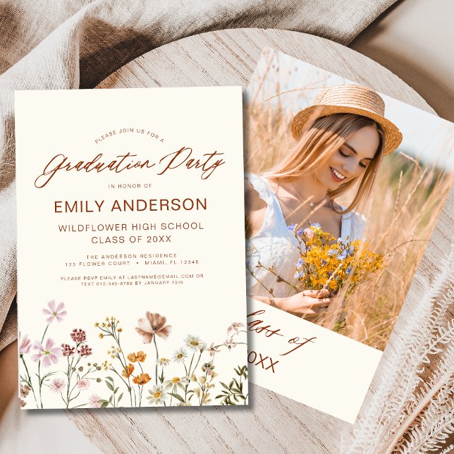 Wildflower Bloom Graduation Party Boho Invitation (Creator Uploaded)
