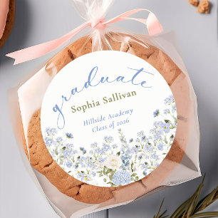 Wildflower Bloom Graduation Party Classic Round Sticker