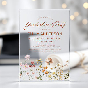 Wildflower Bloom Graduation Party Photo Acrylic Invitations