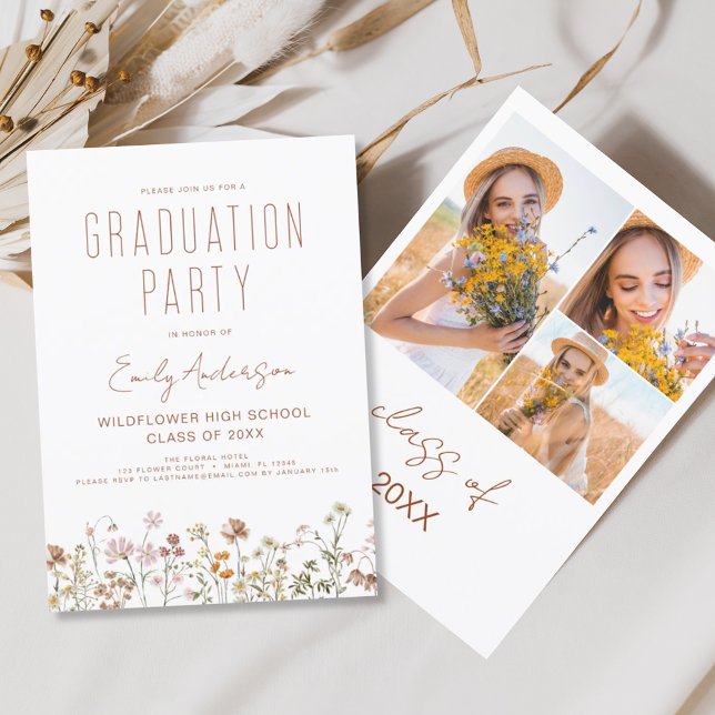 Wildflower Bloom Graduation Party Photo Boho (Creator Uploaded)