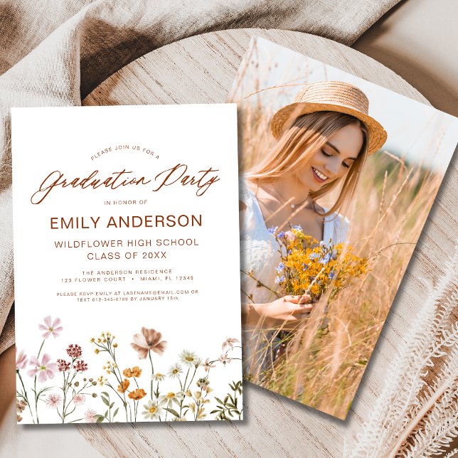 Wildflower Bloom Graduation Party Photo Invitation (Creator Uploaded)
