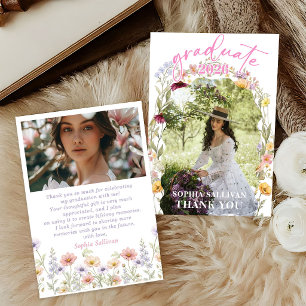 Wildflower Bloom Graduation Party Thank You Card