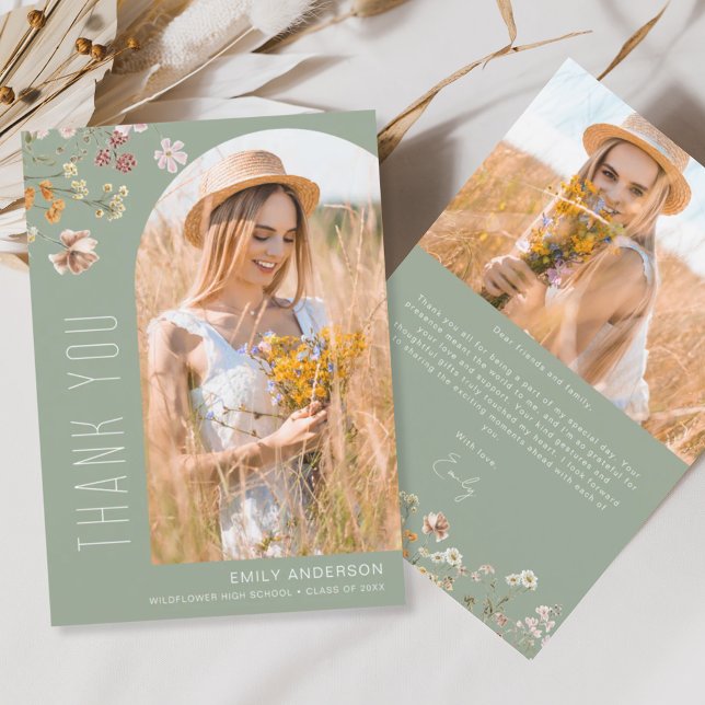 Wildflower Bloom Graduation Photo Thank You (Creator Uploaded)