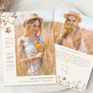 Wildflower Bloom Graduation Photo Thank You Invitation
