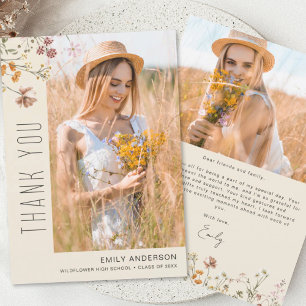Wildflower Bloom Graduation Photo Thank You Invitation