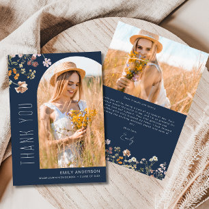 Wildflower Bloom Graduation Photo Thank You Invitation