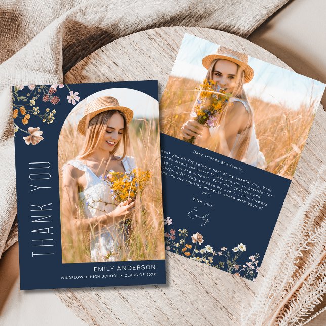 Wildflower Bloom Graduation Photo Thank You Invitation (Creator Uploaded)