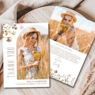 Wildflower Bloom Graduation Photo Thank You Invitation