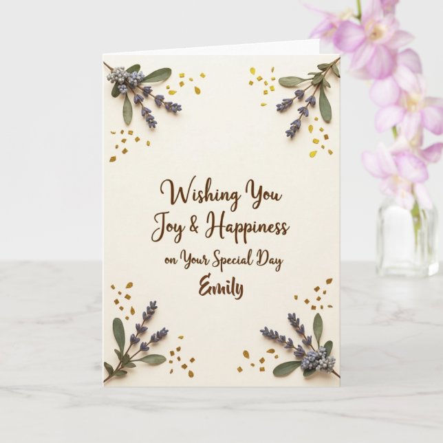 Wildflower Blooming Delicate Floral Birthday Card  (Orchid)