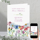 Wildflower Blooming Wonderful Floral Birthday Card<br><div class="desc">Pretty wildflower birthday card which you can personalise inside and out. The design has a floral border of colourful wild flowers in pink blue red and yellow with a daisy divider and a matching bouquet on the back.</div>