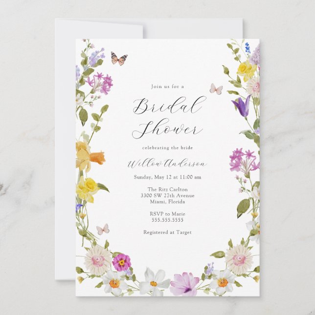 Wildflower Blooms Bridal Shower Invitation (Front)