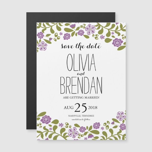 Wildflower Blossoms | Save the Date Magnetic Invitation (Front/Back)
