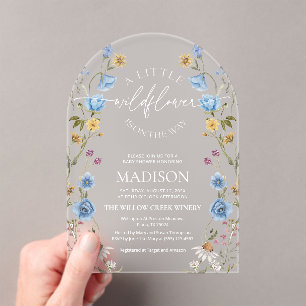 Wildflower Blue Baby Shower Acrylic Invitations
