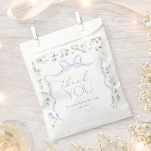 Wildflower Blue Bow frame Baby shower Thank you Favour Bags
