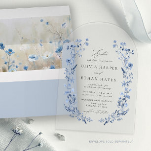 Wildflower Blue Elegant Floral Garden Wedding Acrylic Invitations