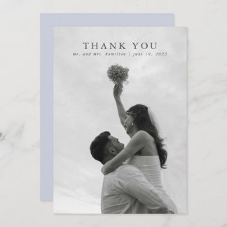 Wildflower Blue Elegant Wedding Thank You Card