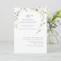  Wildflower Blue Floral 25th Wedding Anniversary